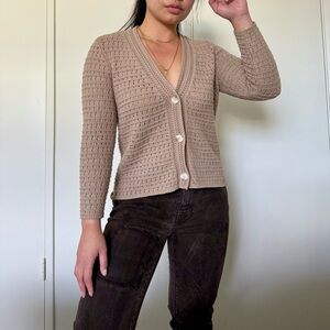LOFT vintage Beige knit Cardigan button up sz medium